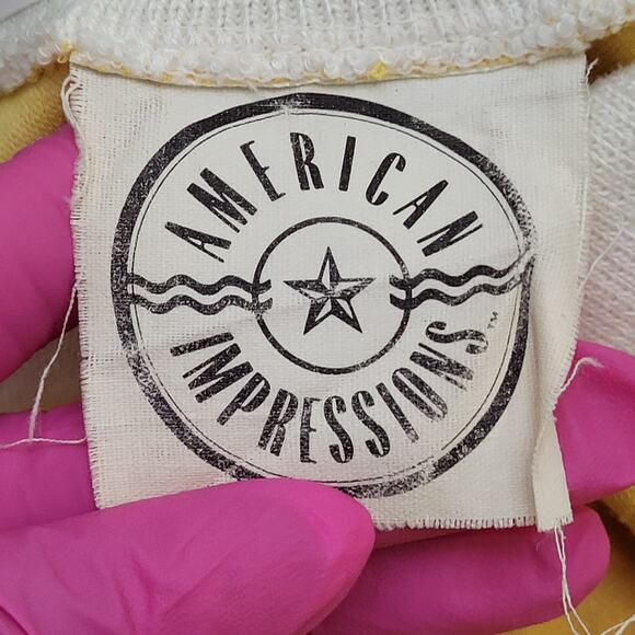 Vintage 80s MOD Collared Shirt Womens XS/S 16x22 Yellow USA - Picture 6 of 11